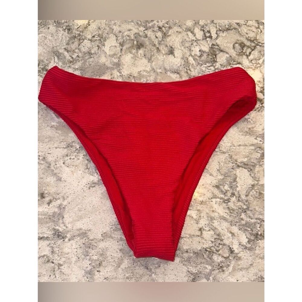 👙 Seafolly Ribbed Red Bikini Bottoms - Size Small